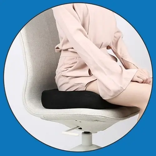 a seat in use on an office chair